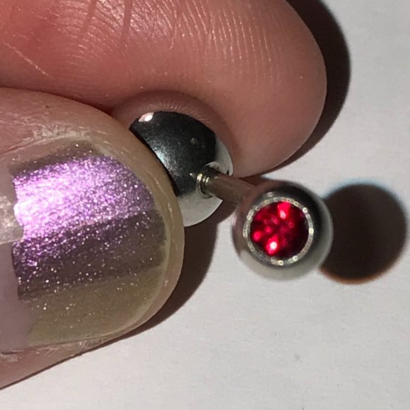 14 Gauge 1 Gem Red Belly Ring - Picture 1 of 2